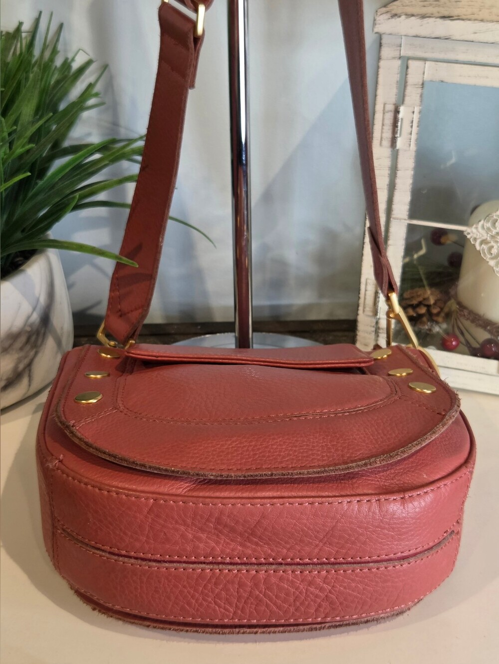 Hammitt Kayce Saddle Med Crossbody - RARE Rouge Pink & Brushed Gold-2023 - Picture 7 of 16